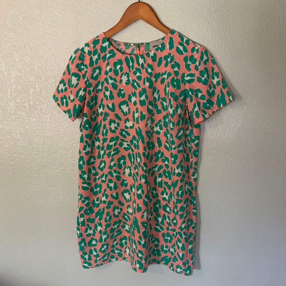 ASOS pink and green cheetah print dress